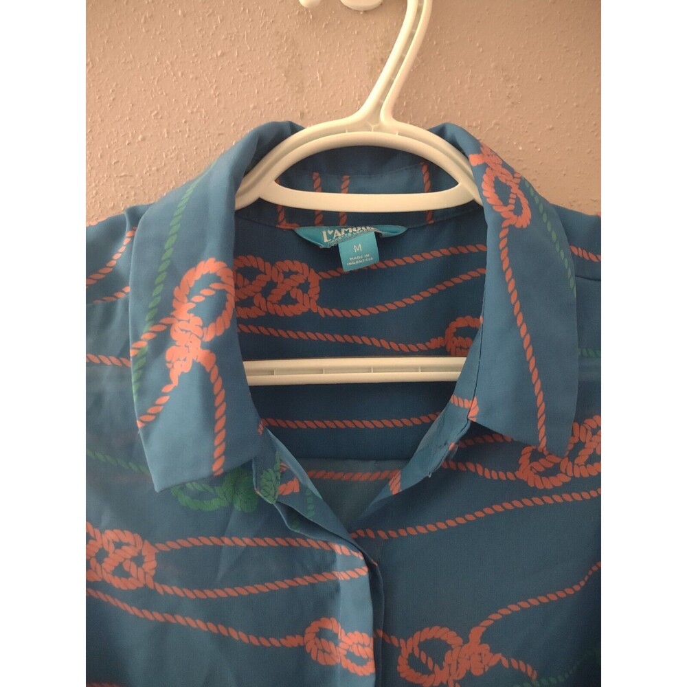 L’amour Nanette Lepore Women’s Sleeveless Blouse Nautical Print Blue Size M - Picture 3 of 11
